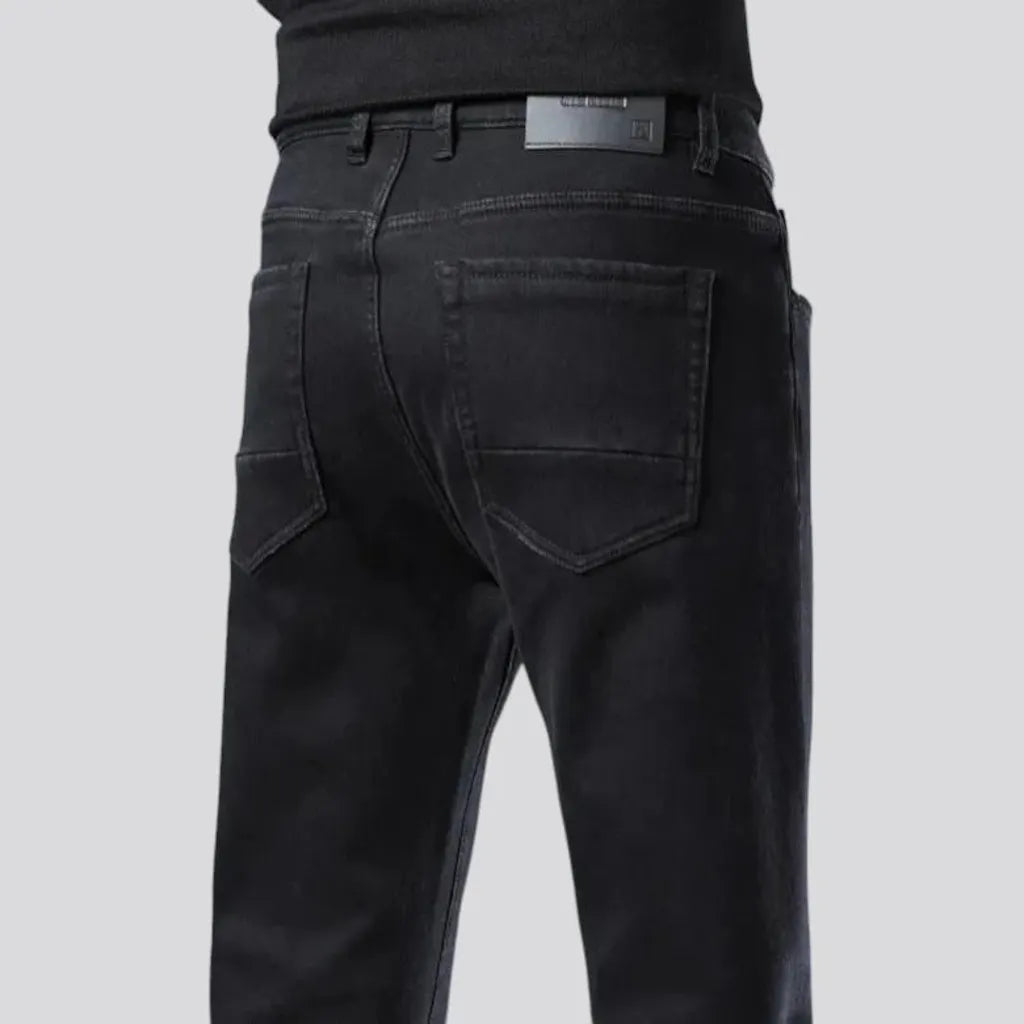 Single color rolled-up cuffs men's jeans