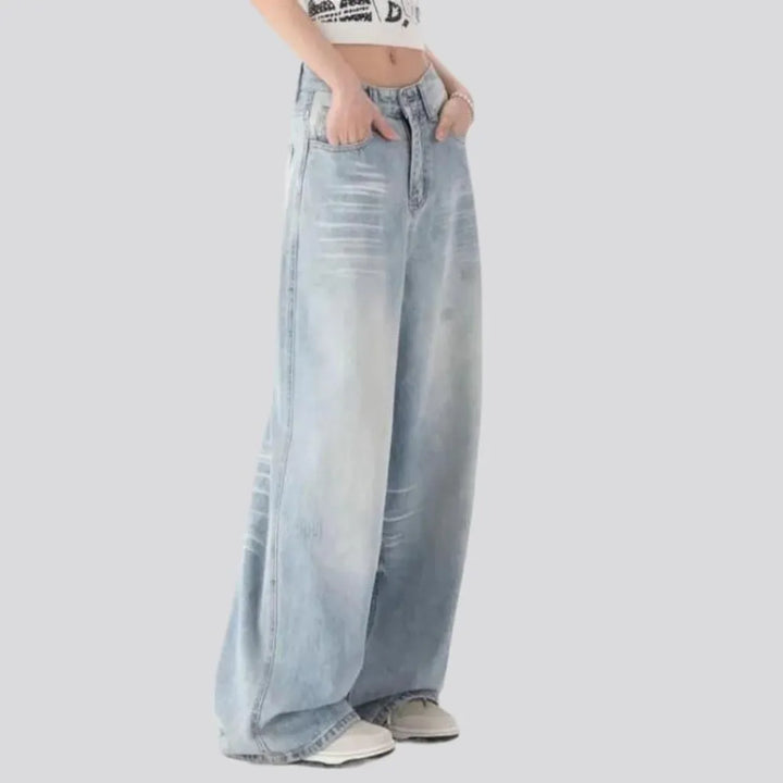 Floor-length women's grunge jeans