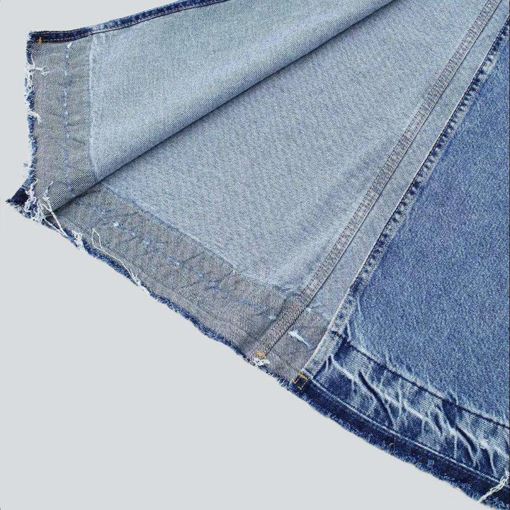 High-front slit denim skirt