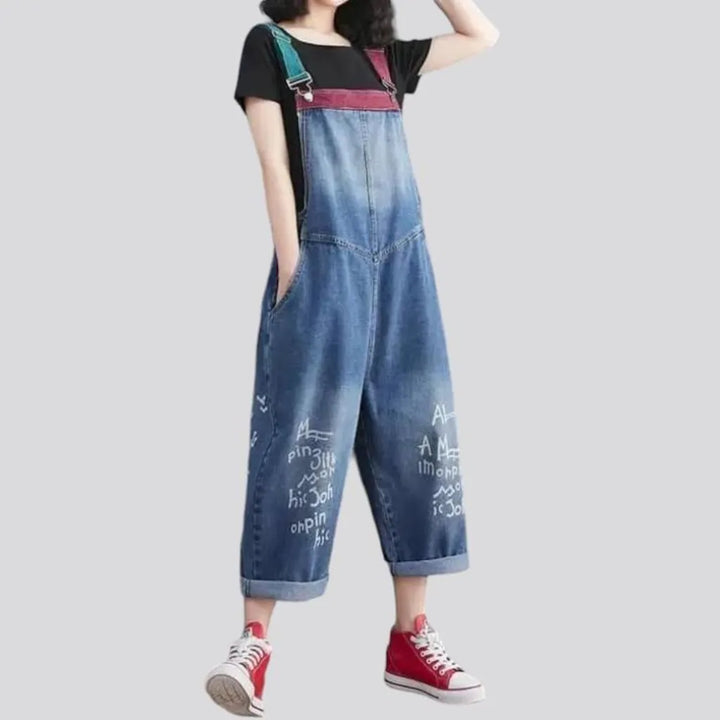 Suspenders sanded denim jumpsuit | Jeans4you.shop