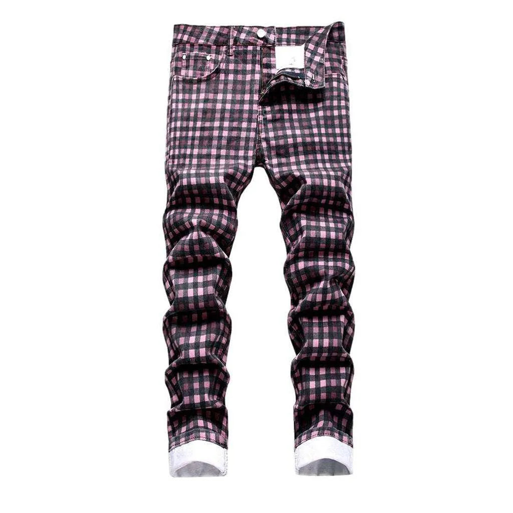 Checkered violet men's jeans