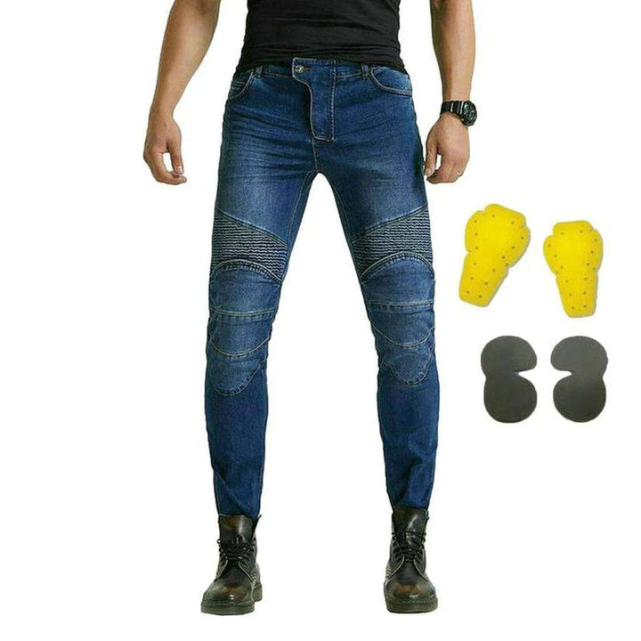 Contrast stitching men's biker jeans