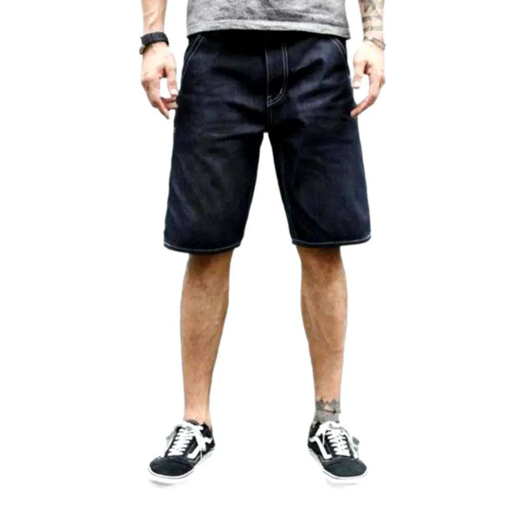 Contrast stitching men's jean shorts