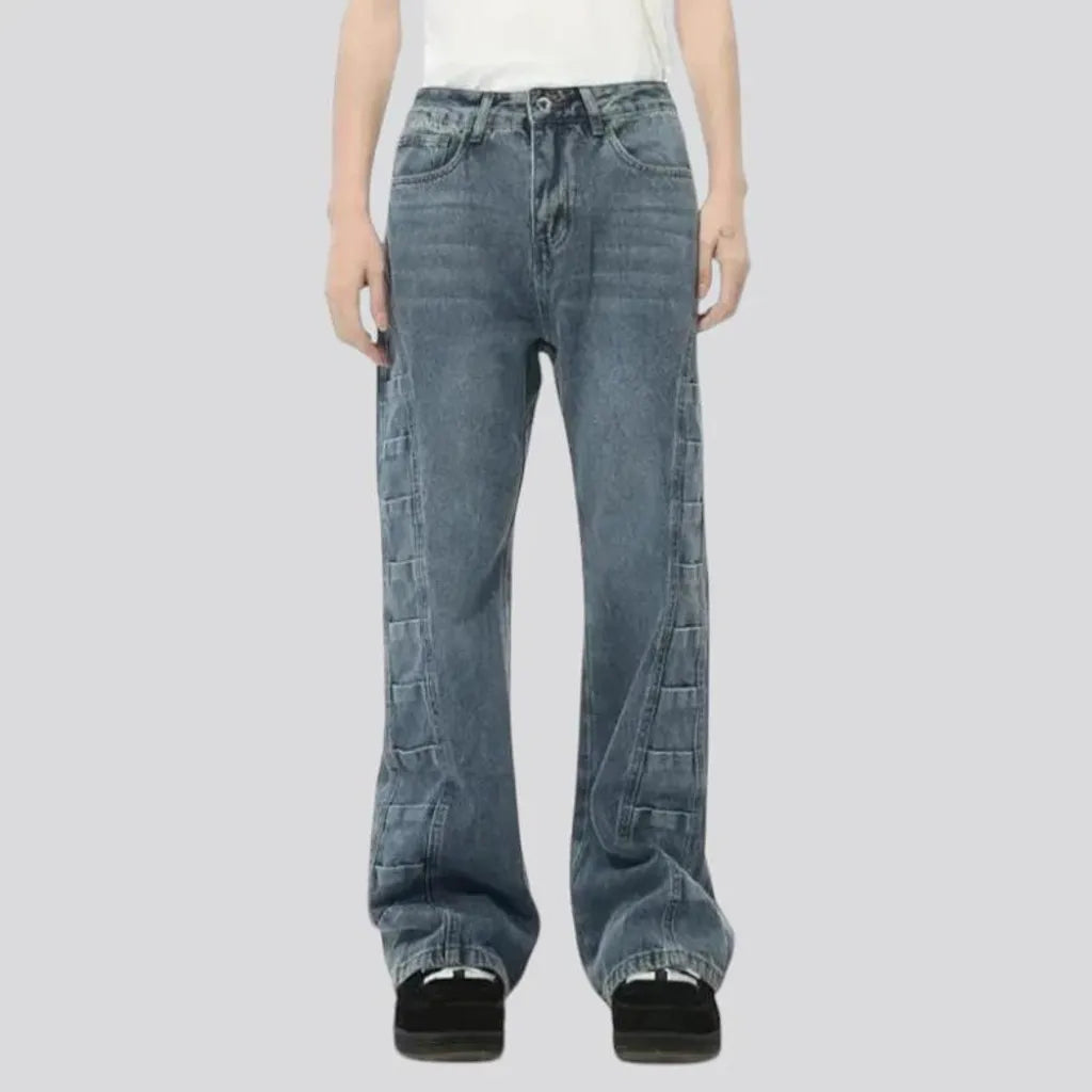 Whiskered baggy-fit street men's jeans