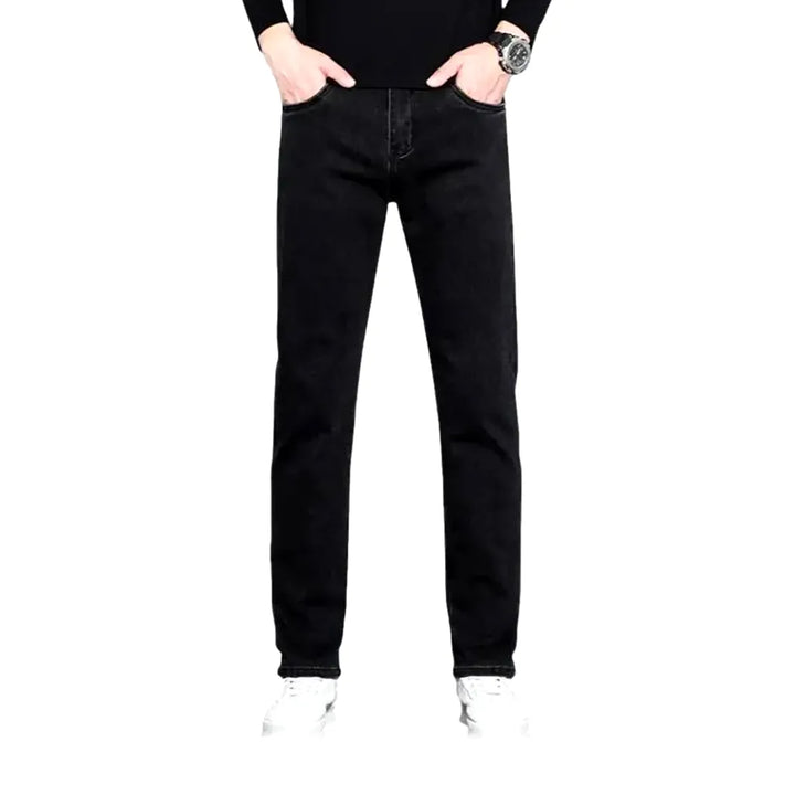 Tapered Fit Stretchable Men's Jeans - Black