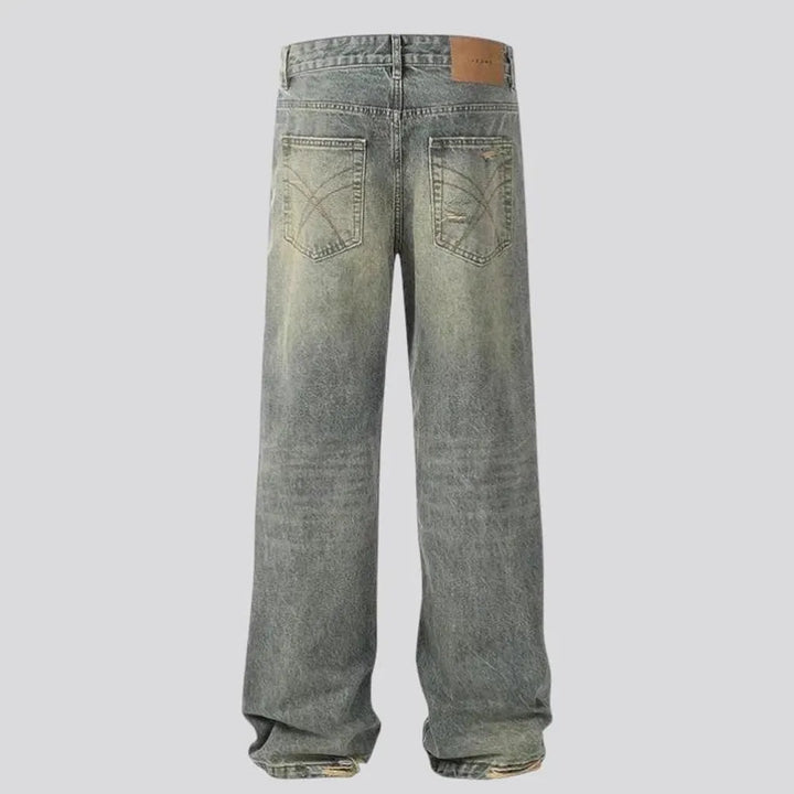 Fashion grunge straight men's jeans