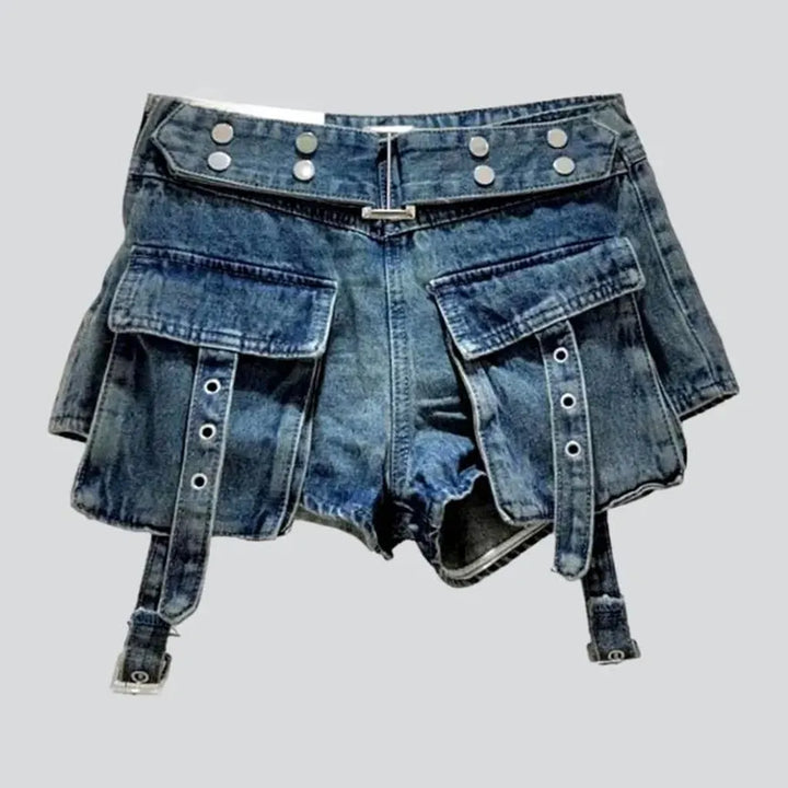 High-waist embellished denim shorts
 for ladies