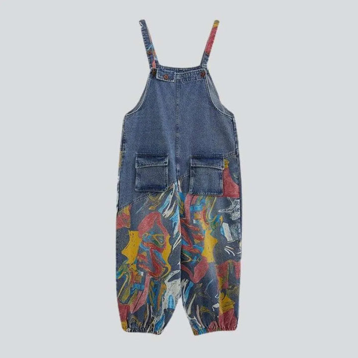 Painted y2k jean overall for women