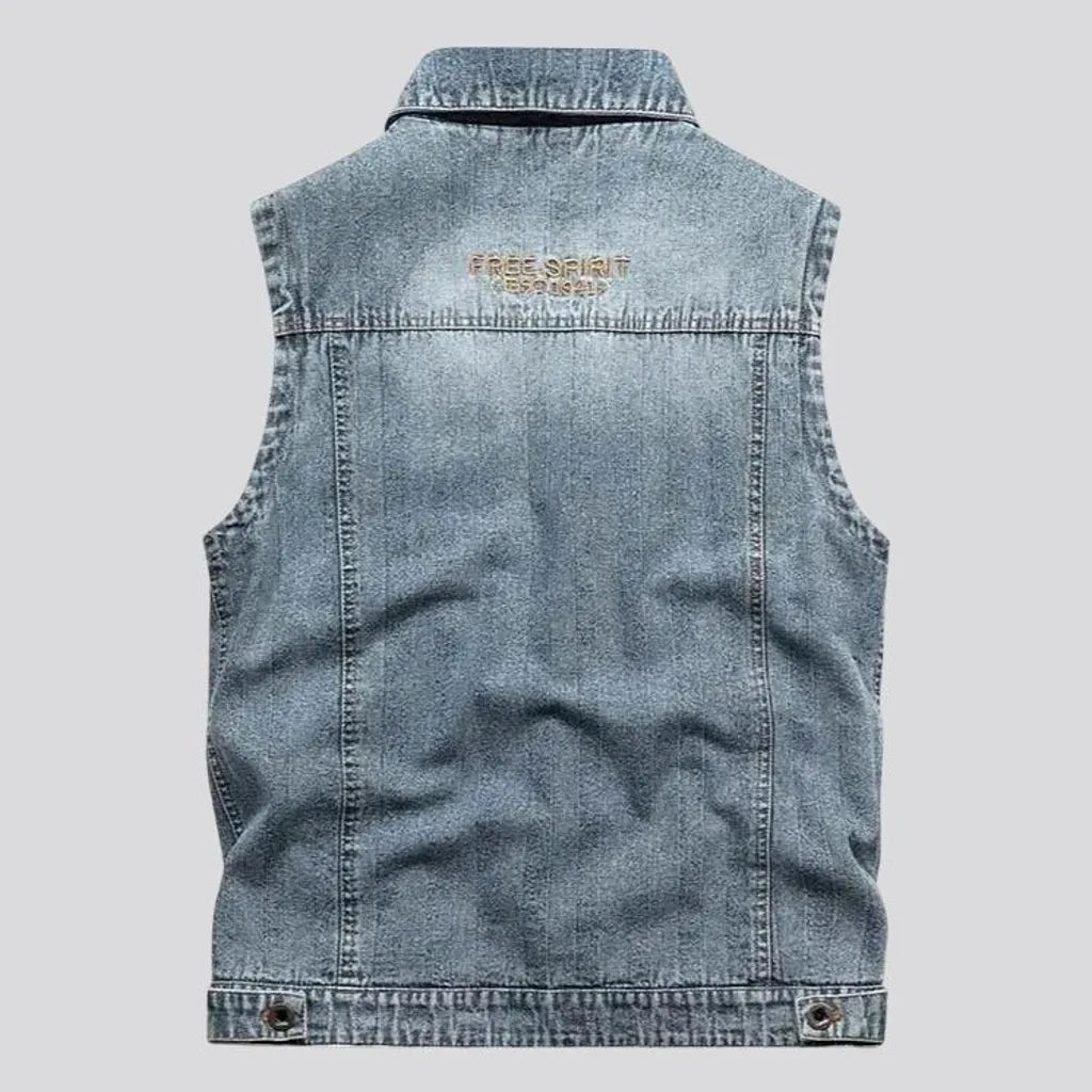 Vintage casual men's denim vest