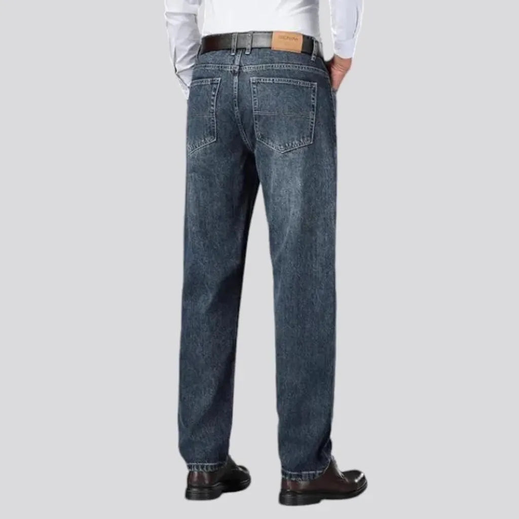 Stonewashed tapered fit men's jeans