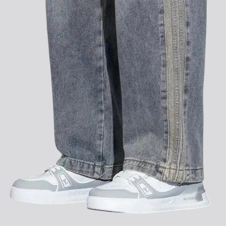 Baggy-leg padded mid-rise men's jeans