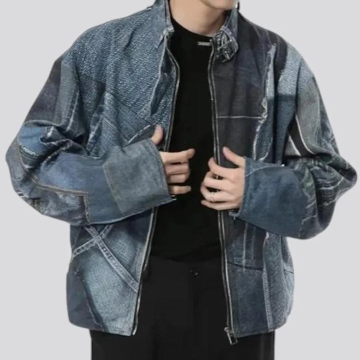 Stylish biker men's denim jacket