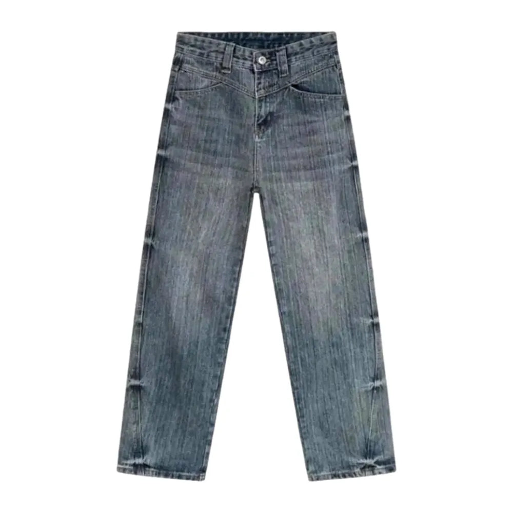 Light Wash Sanded Vintage Jeans for Men - Light Blue