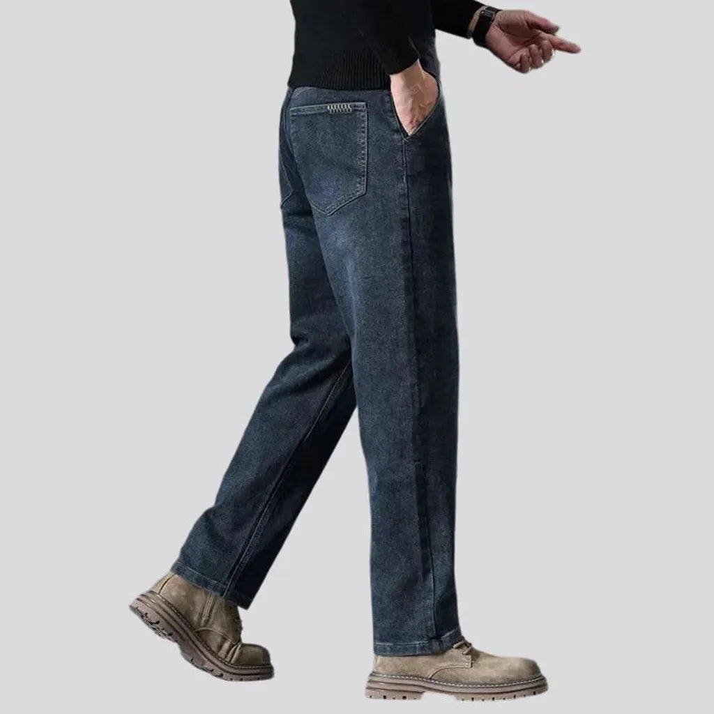 Vintage straight-cut elastic men's jeans