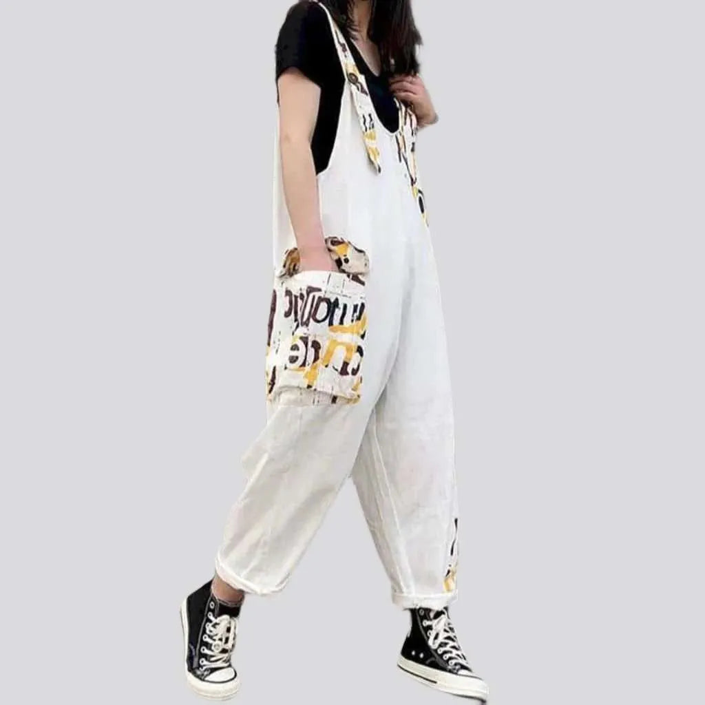 Painted baggy jeans jumpsuit