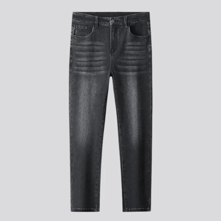 Whiskered and straight fit men's jeans