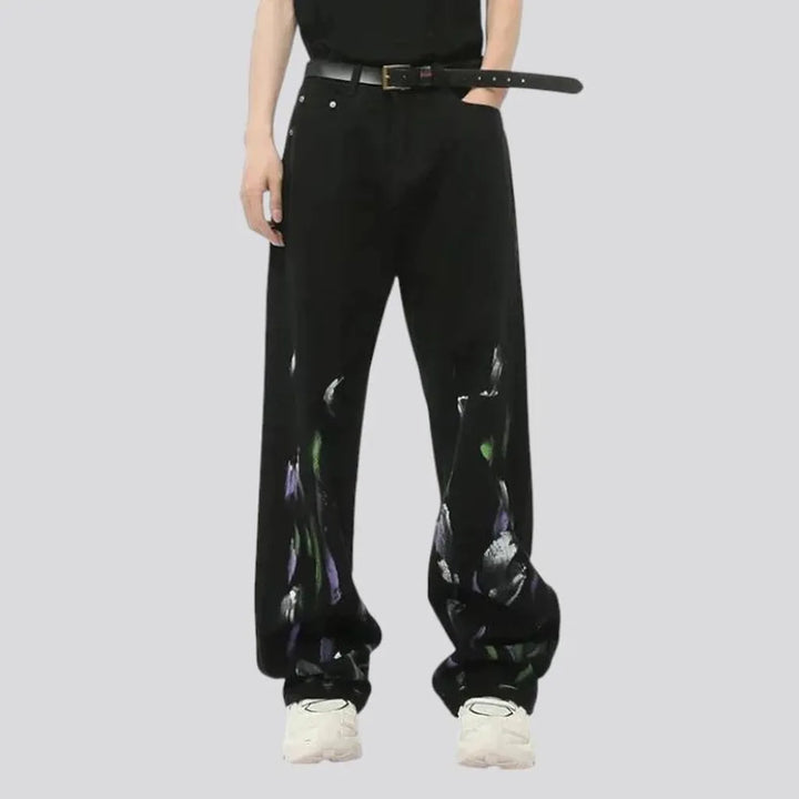 Mid rise painted men's jeans