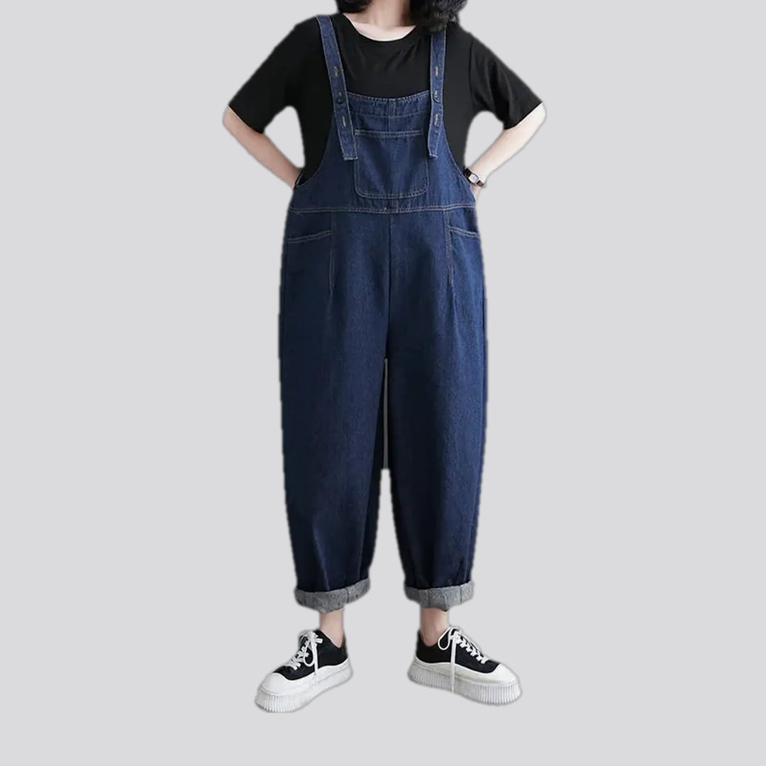 Dark Pattern Baggy Fit 90s Denim Bib for Women | Jeans4you.shop