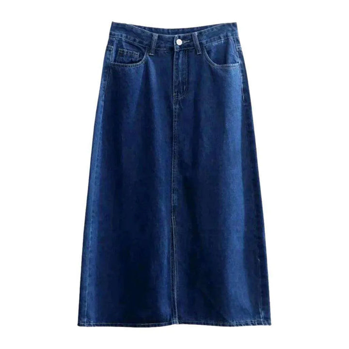Dark wash long jean skirt
 for ladies