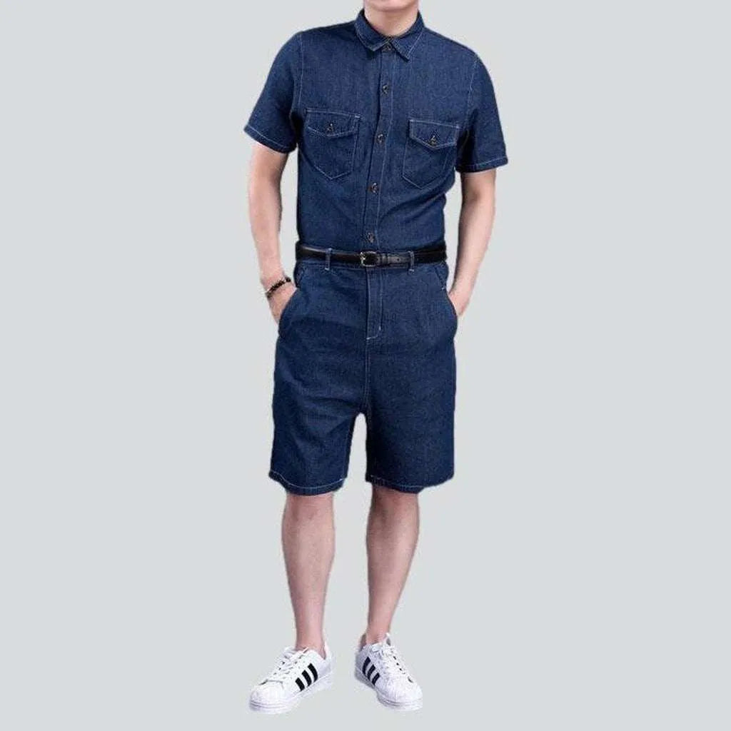 Mens denim romper shorts best sale