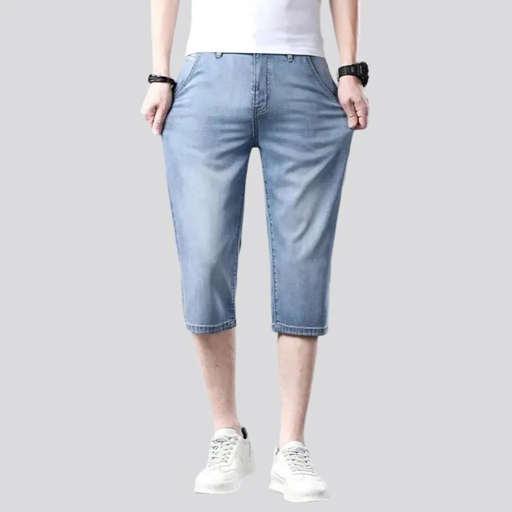 High-waist straight jean shorts
 for men