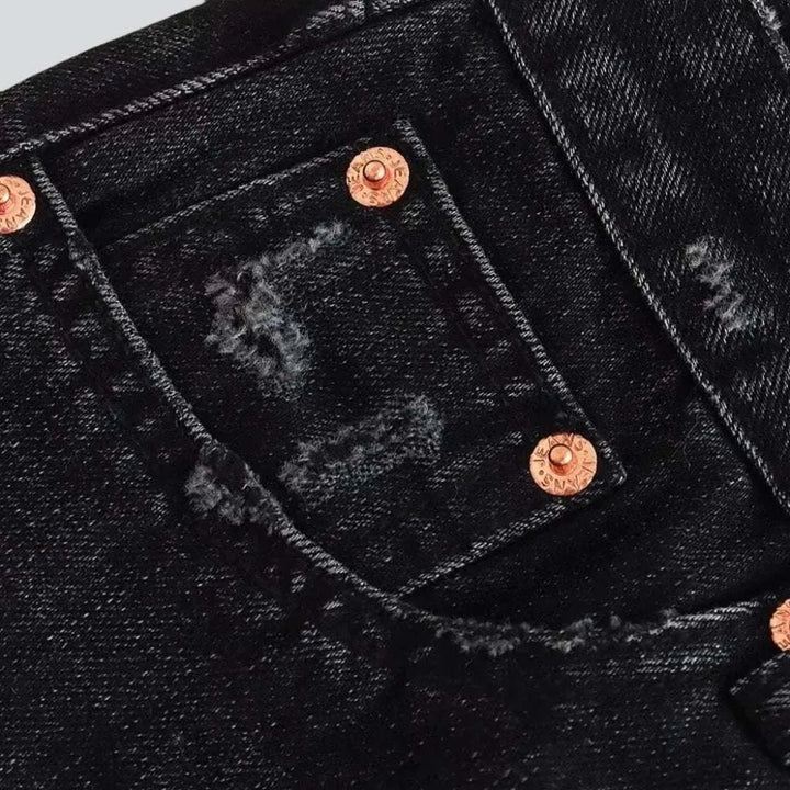 Streetwear wide distressed jean shorts