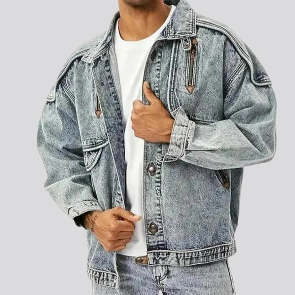 Grunge street style men's denim jacket