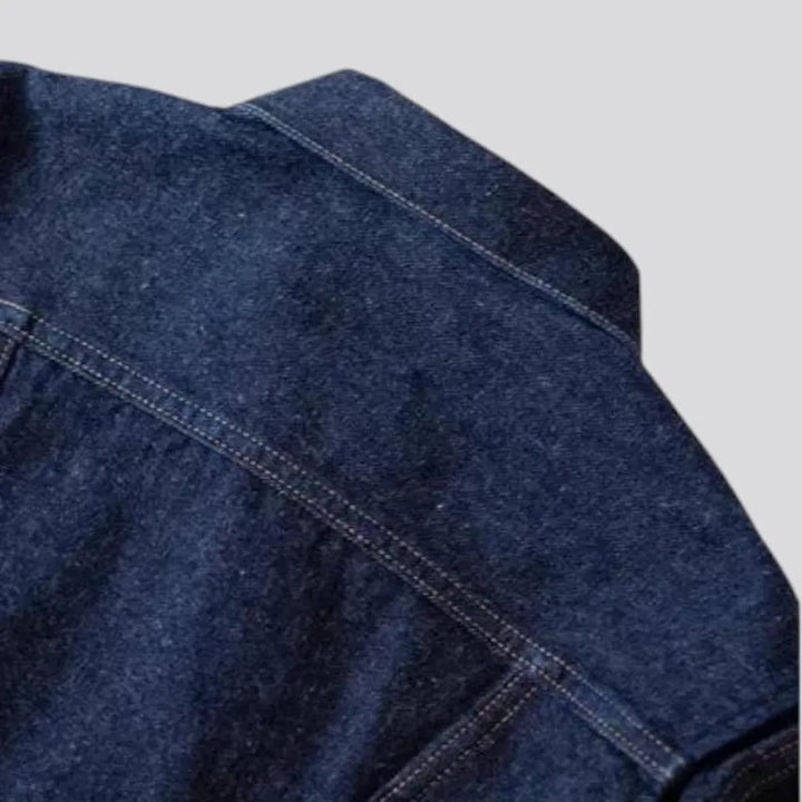 Casual regular dark men's denim jacket