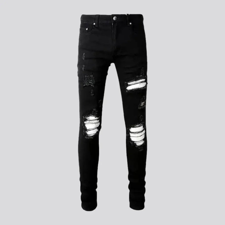 Distressed Fit White-patch Men's Jeans | Jeans4you.shop