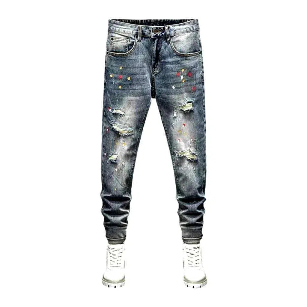 Distressed grey cast jeans
 for men