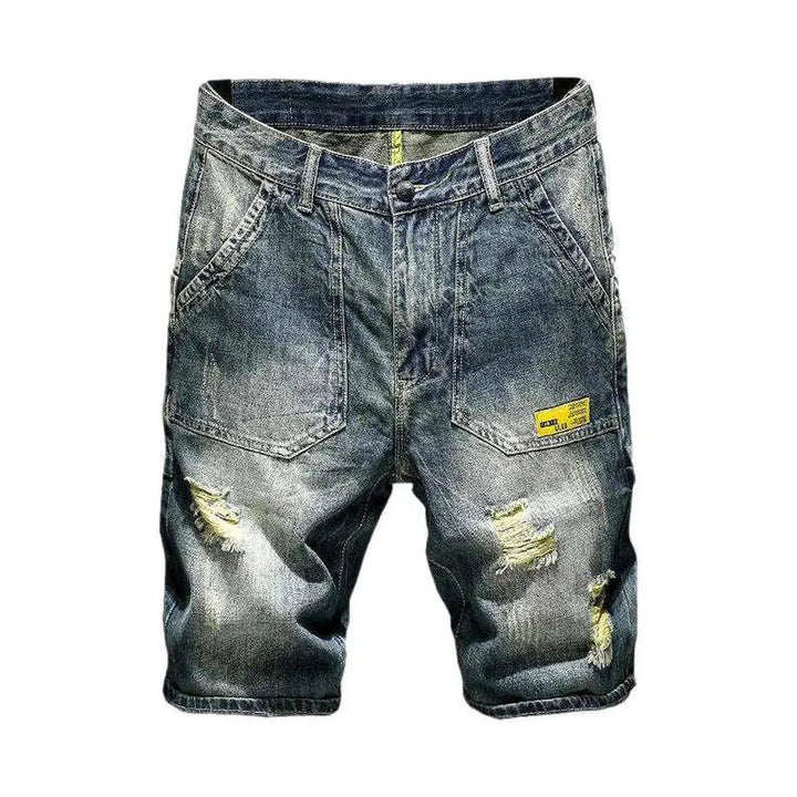 Distressed vintage men's denim shorts