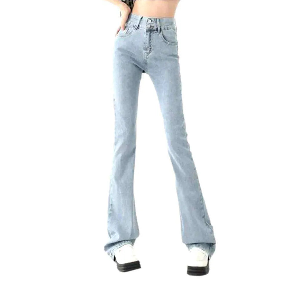 Double waistline stonewashed jeans