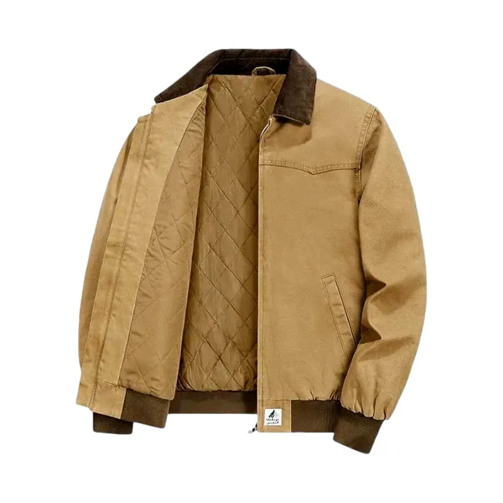 Casual Men's Jeans Bomber Jacket - Sand