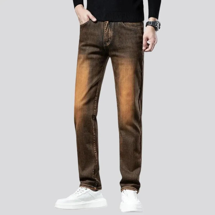 Tapered fit fleece lined men's jeans