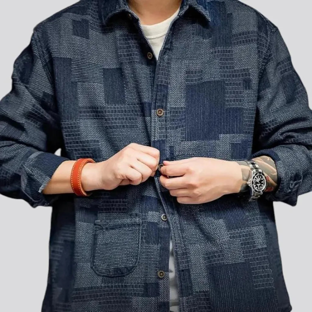 Boho oversized men's jeans chore jacket