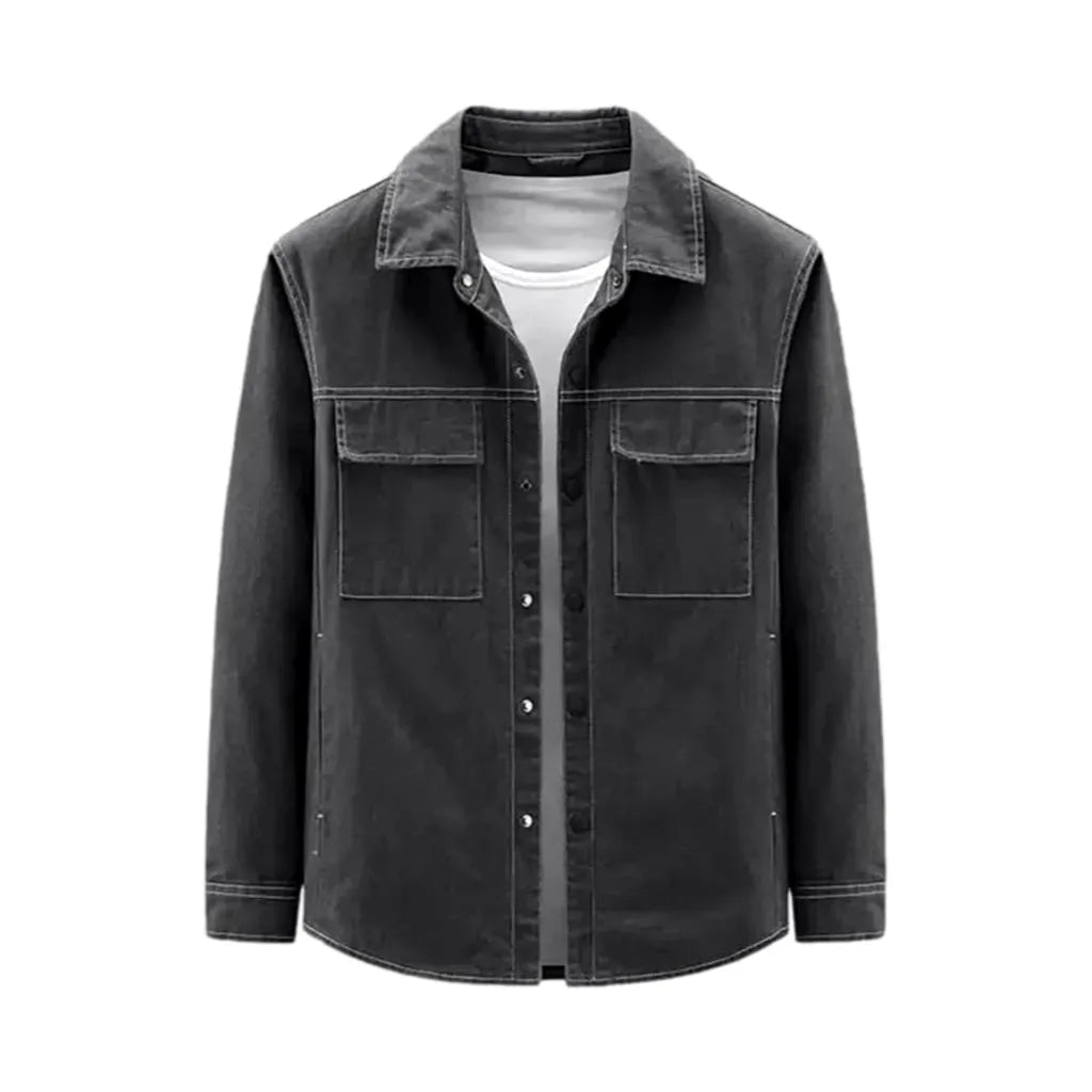 Stylish Dark Jean Jacket for Men - Grey