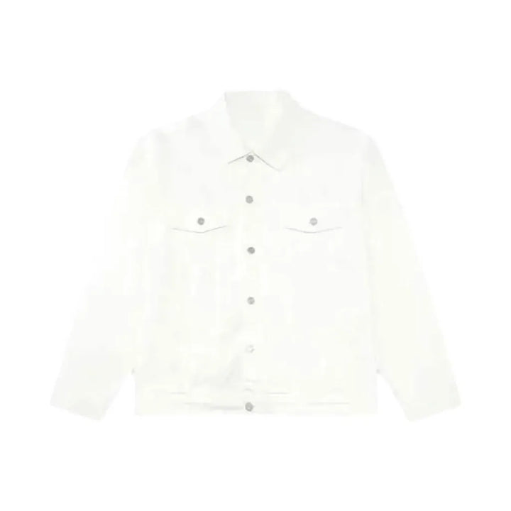 Single Color Casual Regular Men's Jeans Jacket - White