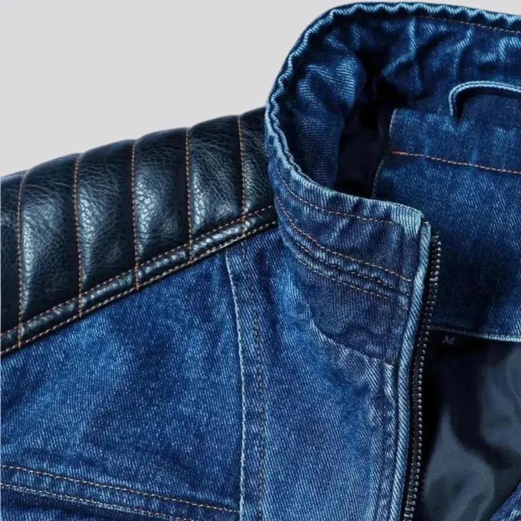 Stylish biker riding denim jacket for men