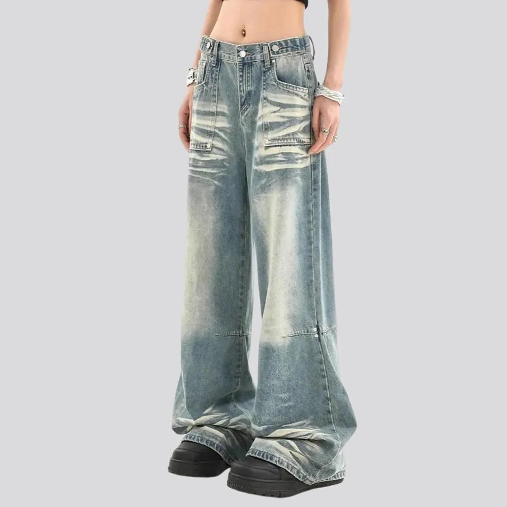 Boho high rise sanded jeans for ladies