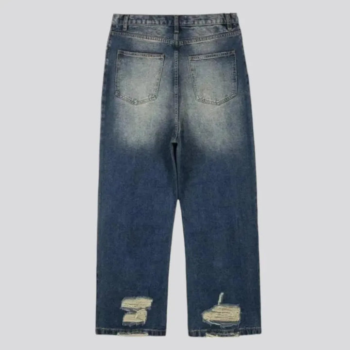 Baggy grunge distressed men's jeans