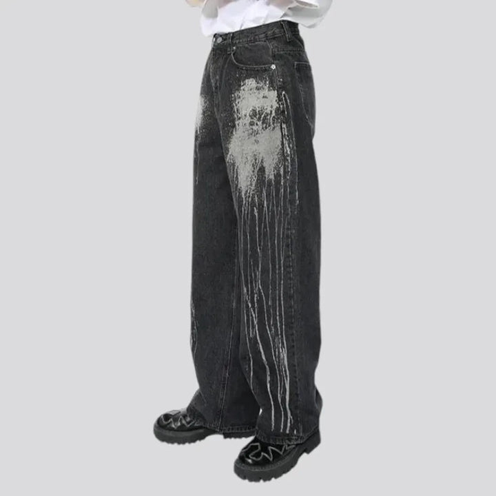 Paint splattered street style men's jeans