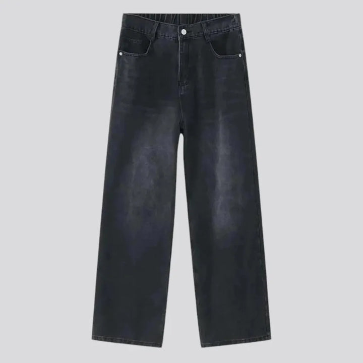 Sanded monochrome fashion fit men's jeans