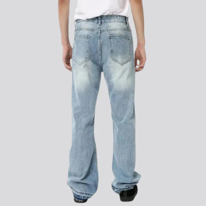 Sanded whiskered style men's jeans