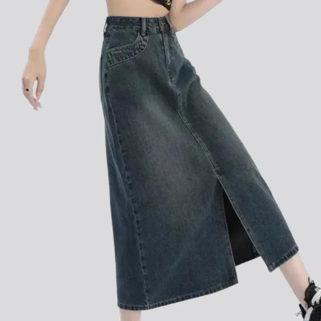 Sanded fashion women's denim skirt