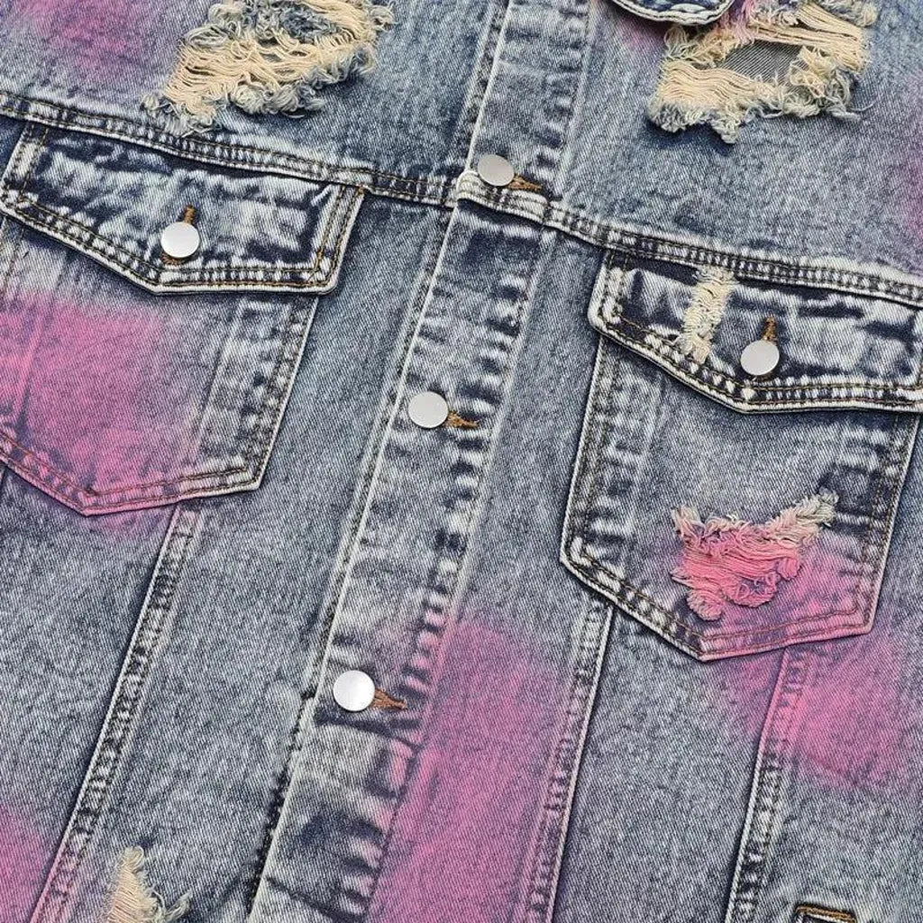 Vintage painted grunge men's denim jacket