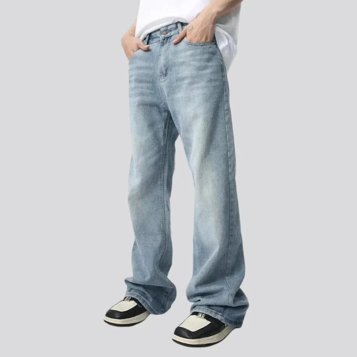 Mid rise light wash stylish men's jeans