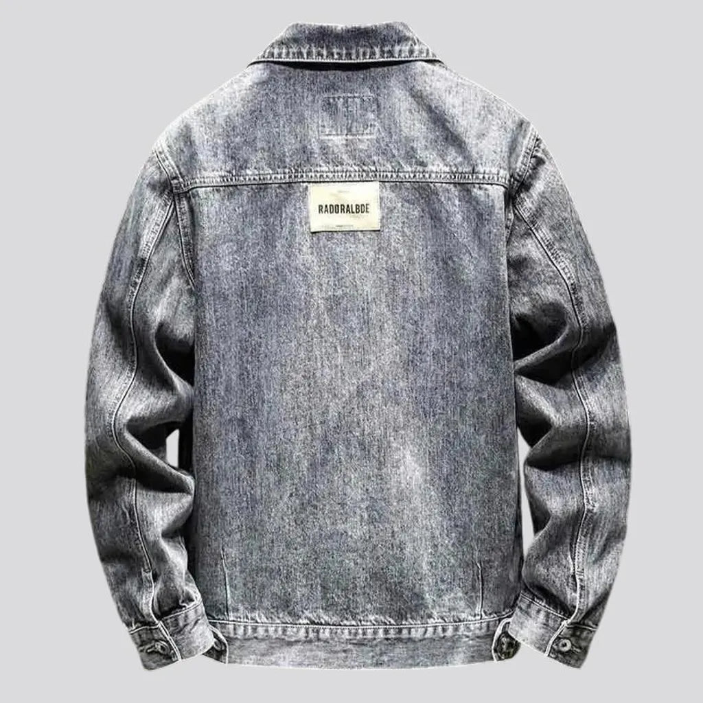 Abraded vintage fashion men's jean jacket