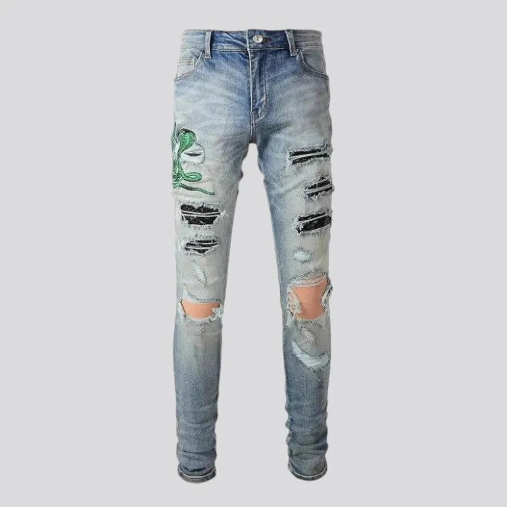 Fashionable ripped men's jeans