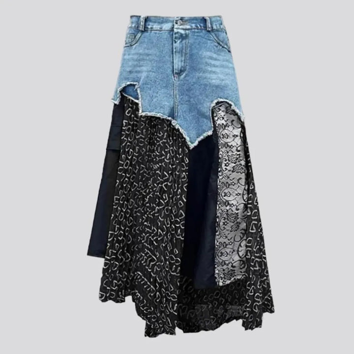 Mixed-fabrics women's jean skirt | Jeans4you.shop