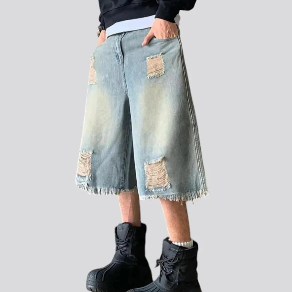 Boho men's denim shorts